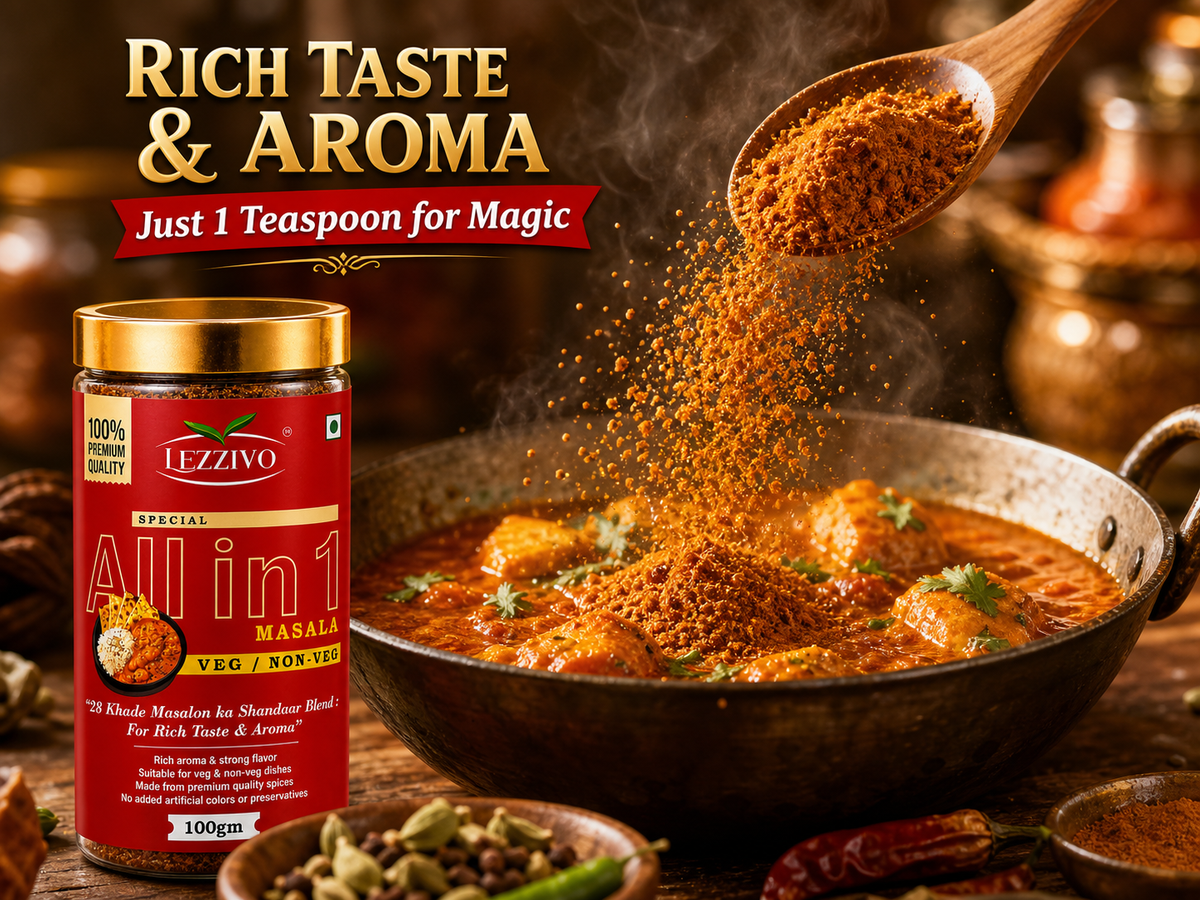 LEZZIVO All in One Masala Powder - 100g | Packed in Jar | Multipurpose Indian Spice Mix for Sabzi/Curry/Dal/Snacks/Rice & Gravy Dishes - Image 5