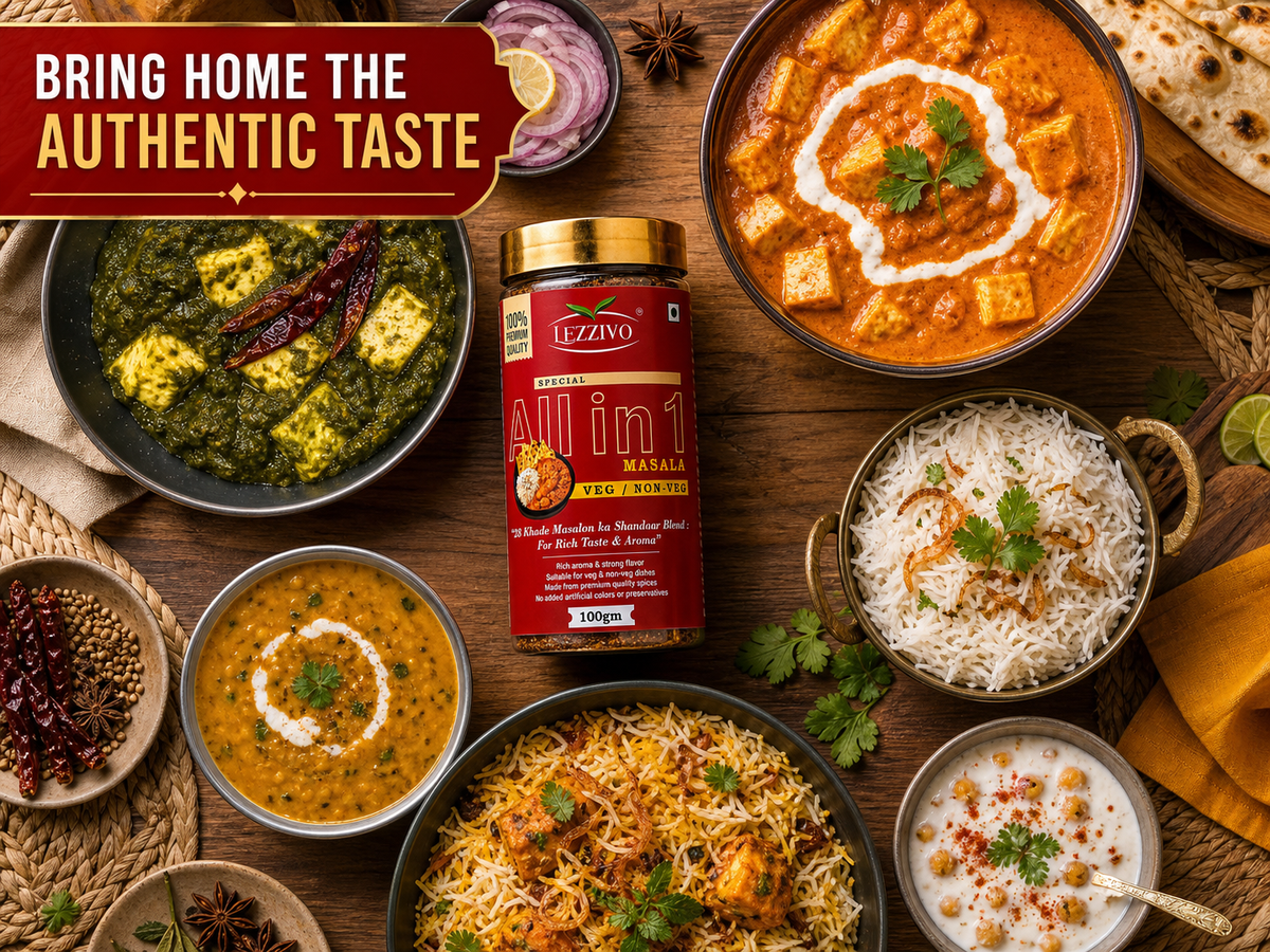 LEZZIVO Complete Kitchen Combo Pack (300g) | All In One Masala + Tea Masala + Chaat Masala | 3 Jars x 100g - Image 2