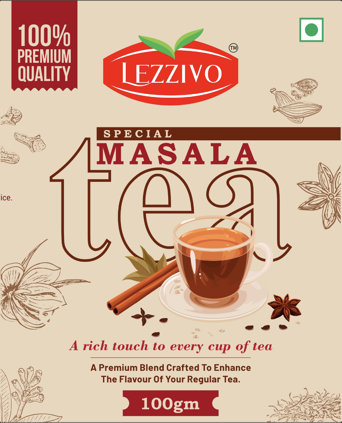 lezzivo special tea masala 100g | chai masala | antioxidant rich immunity booster | tea masala jar
