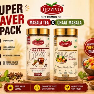 LEZZIVO Refresh & Relish Combo (200g) | Tea Masala + Chaat Masala | 2 Jars x 100g